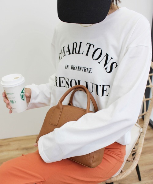 MLI'A（エムリア）の「3段ロゴロングTシャツ（Tシャツ/カットソー・レディース・ボルドー/ホワイト×ブラック/ブラック×ホワイト・M）」の4枚目の写真