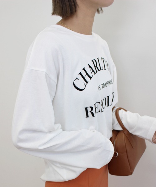 MLI'A（エムリア）の「3段ロゴロングTシャツ（Tシャツ/カットソー・レディース・ボルドー/ホワイト×ブラック/ブラック×ホワイト・M）」の8枚目の写真