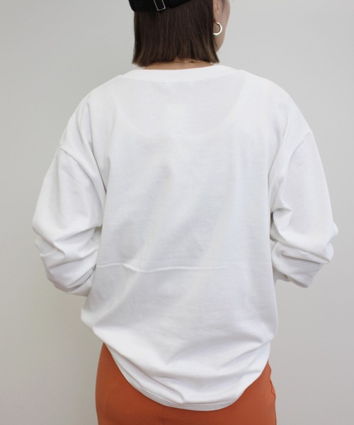 MLI'A（エムリア）の「3段ロゴロングTシャツ（Tシャツ/カットソー・レディース・ボルドー/ホワイト×ブラック/ブラック×ホワイト・M）」の10枚目の写真