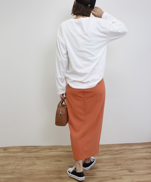 MLI'A（エムリア）の「3段ロゴロングTシャツ（Tシャツ/カットソー・レディース・ボルドー/ホワイト×ブラック/ブラック×ホワイト・M）」の11枚目の写真