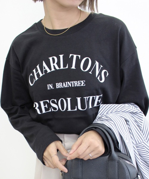 MLI'A（エムリア）の「3段ロゴロングTシャツ（Tシャツ/カットソー・レディース・ボルドー/ホワイト×ブラック/ブラック×ホワイト・M）」の18枚目の写真