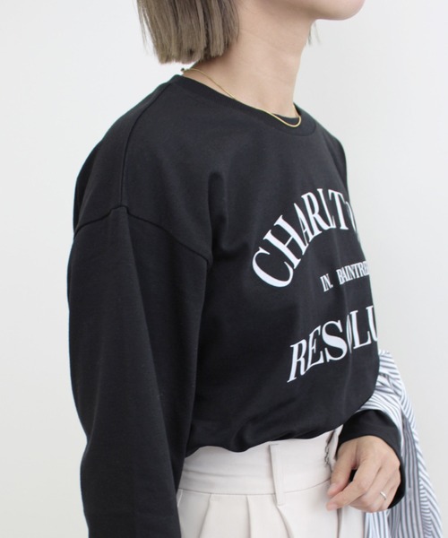 MLI'A（エムリア）の「3段ロゴロングTシャツ（Tシャツ/カットソー・レディース・ボルドー/ホワイト×ブラック/ブラック×ホワイト・M）」の21枚目の写真