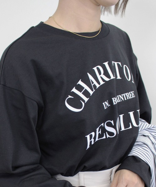 MLI'A（エムリア）の「3段ロゴロングTシャツ（Tシャツ/カットソー・レディース・ボルドー/ホワイト×ブラック/ブラック×ホワイト・M）」の22枚目の写真