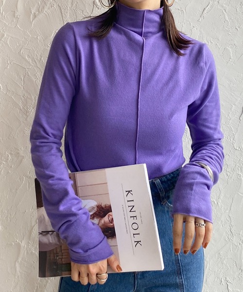 She's Closet（シーズクローゼット）の「前後2wayメロウフリルハイネック長袖プルオーバートップス（Tシャツ/カットソー・レディース・ブラック/パープル/レッド/オフホワイト/ピンク・FREE）」の4枚目の写真