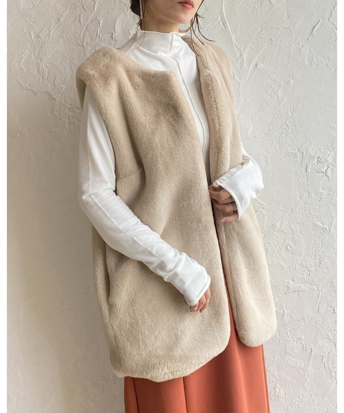 She's Closet（シーズクローゼット）の「前後2wayメロウフリルハイネック長袖プルオーバートップス（Tシャツ/カットソー・レディース・ブラック/パープル/レッド/オフホワイト/ピンク・FREE）」の15枚目の写真