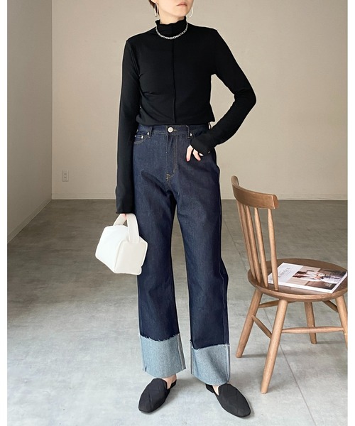 She's Closet（シーズクローゼット）の「前後2wayメロウフリルハイネック長袖プルオーバートップス（Tシャツ/カットソー・レディース・ブラック/パープル/レッド/オフホワイト/ピンク・FREE）」の8枚目の写真