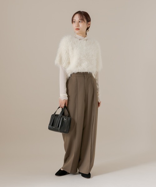 mline（エムライン）の「[mline]センターステッチワイドパンツ（その他パンツ・レディース・アイボリー/チャコールグレー/ブラウン・1/2）」の17枚目の写真