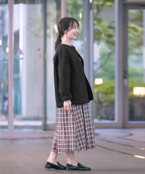 【セール】ダイバー素材ノーカラージャケット（ノーカラージャケット）｜Tiaclasse（ティアクラッセ）