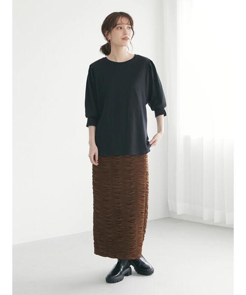 Green　Parks（グリーンパークス）の「・SUGAR SPOON シャーリングナロースカート（スカート・レディース・ブラウン/ブラック/アイボリー・FREE）」の4枚目の写真