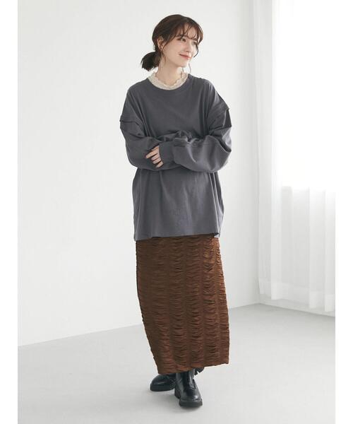 Green　Parks（グリーンパークス）の「・SUGAR SPOON シャーリングナロースカート（スカート・レディース・ブラウン/ブラック/アイボリー・FREE）」の17枚目の写真