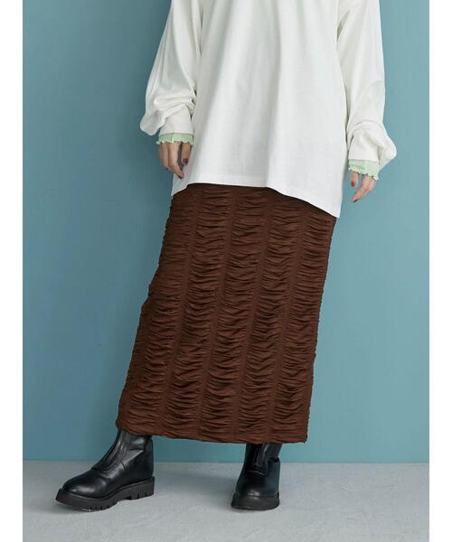 Green　Parks（グリーンパークス）の「・SUGAR SPOON シャーリングナロースカート（スカート・レディース・ブラウン/ブラック/アイボリー・FREE）」の10枚目の写真