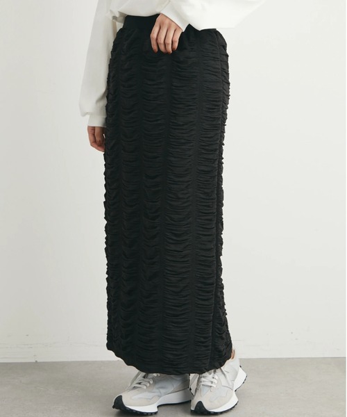 Green　Parks（グリーンパークス）の「・SUGAR SPOON シャーリングナロースカート（スカート・レディース・ブラウン/ブラック/アイボリー・FREE）」の3枚目の写真