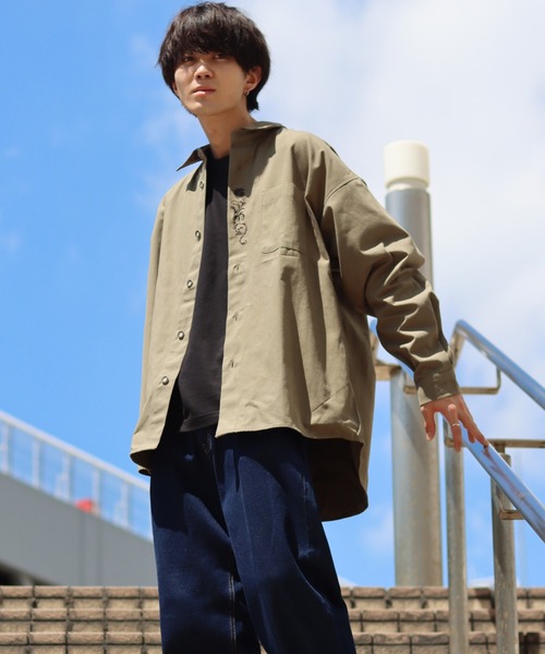 SITRY（シトリー）の「Oversize Stitch Tirol Shirt/オーバーサイズ ステッチ チロルシャツ（シャツ/ブラウス・メンズ・ブラック/ベージュ/オフホワイト/カーキ・M/L）」の22枚目の写真
