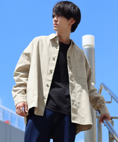 SITRY（シトリー）の「Oversize Stitch Tirol Shirt/オーバーサイズ ステッチ チロルシャツ（シャツ/ブラウス・メンズ・ブラック/ベージュ/オフホワイト/カーキ・M/L）」の21枚目の写真
