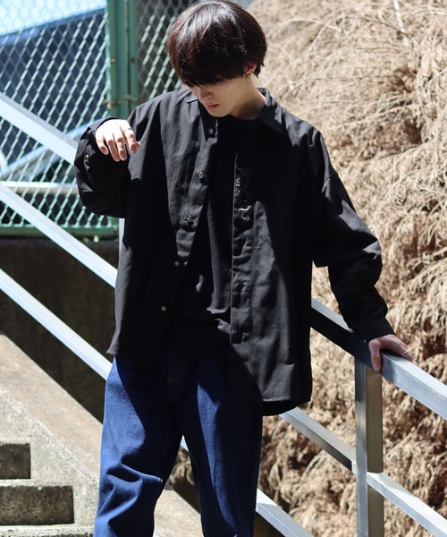 SITRY（シトリー）の「Oversize Stitch Tirol Shirt/オーバーサイズ ステッチ チロルシャツ（シャツ/ブラウス・メンズ・ブラック/ベージュ/オフホワイト/カーキ・M/L）」の18枚目の写真