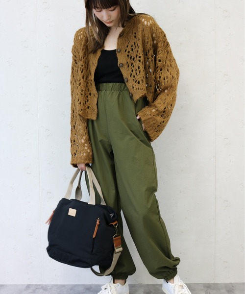 Per sist ence（パーシエンス）の「Per sist ence/パーシエンス　起毛透かし編み２WAYカーデ（カーディガン/ボレロ・レディース・グリーン/ブラック/キャメル/オレンジ/アイボリー・FREE）」の13枚目の写真
