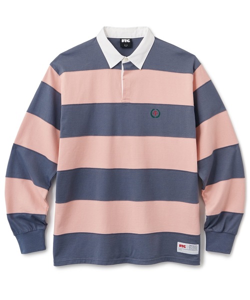 FTC（エフティーシー）の「STRIPE RUGBY SHIRT（ポロシャツ・メンズ・ピンク/ベージュ/ブラック・MEDIUM/LARGE）」の3枚目の写真