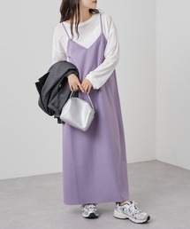 □テックウールVネックキャミワンピース