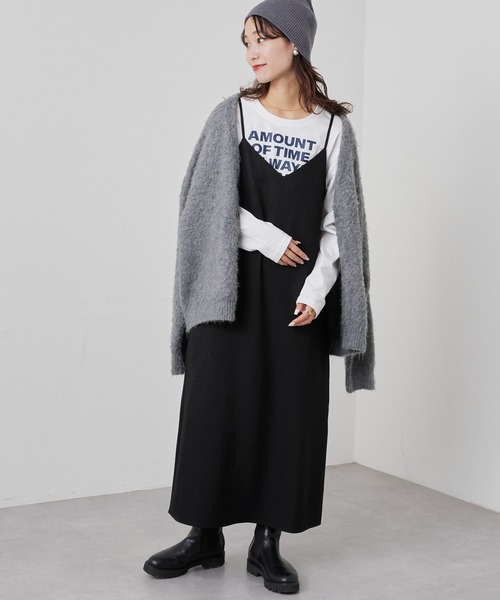 CIAOPANIC TYPY（チャオパニックティピー）の「□テックウールVネックキャミワンピース（ワンピース・レディース・ブラック/イエロー/ホワイト系その他/パープル・ONE SIZE）」の3枚目の写真