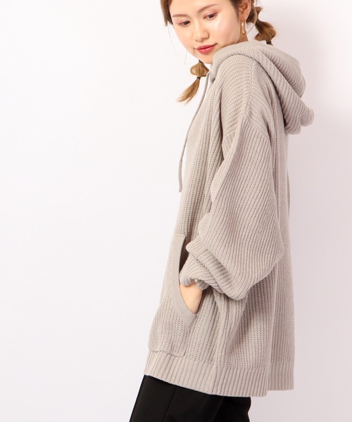 SUGGESTION(サジェッション)の「SUGGESTION 畦編みニット ワイドプルパーカー 2022AW(パーカー・メンズ・ライトグレー/ブラック/テラコッタ・M/L)」の22枚目の写真