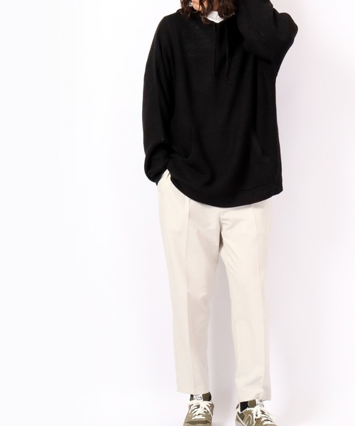 SUGGESTION(サジェッション)の「SUGGESTION 畦編みニット ワイドプルパーカー 2022AW(パーカー・メンズ・ライトグレー/ブラック/テラコッタ・M/L)」の8枚目の写真