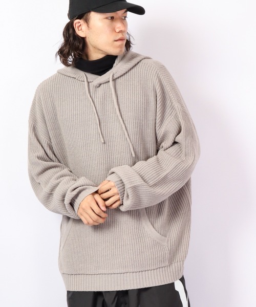 SUGGESTION(サジェッション)の「SUGGESTION 畦編みニット ワイドプルパーカー 2022AW(パーカー・メンズ・ライトグレー/ブラック/テラコッタ・M/L)」の16枚目の写真