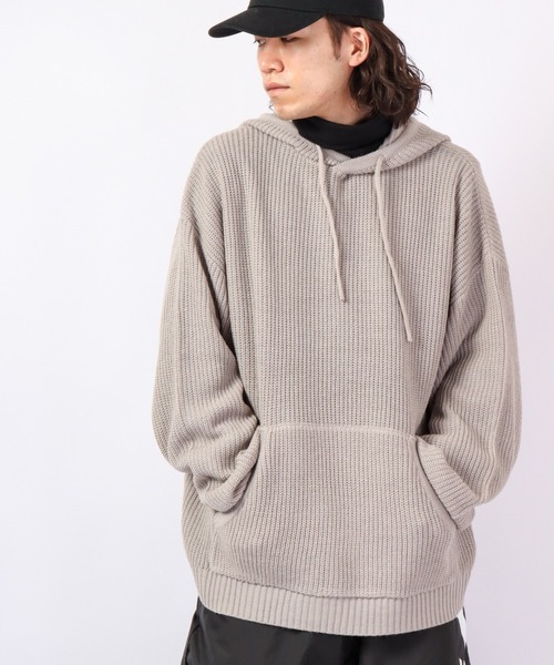 SUGGESTION(サジェッション)の「SUGGESTION 畦編みニット ワイドプルパーカー 2022AW(パーカー・メンズ・ライトグレー/ブラック/テラコッタ・M/L)」の17枚目の写真