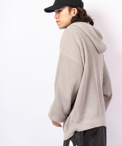 SUGGESTION(サジェッション)の「SUGGESTION 畦編みニット ワイドプルパーカー 2022AW(パーカー・メンズ・ライトグレー/ブラック/テラコッタ・M/L)」の18枚目の写真