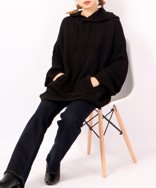 SUGGESTION(サジェッション)の「SUGGESTION 畦編みニット ワイドプルパーカー 2022AW(パーカー・メンズ・ライトグレー/ブラック/テラコッタ・M/L)」の13枚目の写真