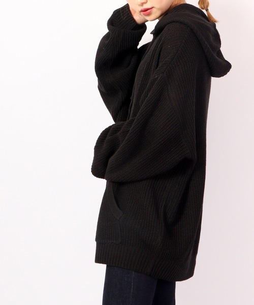 SUGGESTION(サジェッション)の「SUGGESTION 畦編みニット ワイドプルパーカー 2022AW(パーカー・メンズ・ライトグレー/ブラック/テラコッタ・M/L)」の11枚目の写真