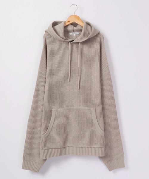 SUGGESTION(サジェッション)の「SUGGESTION 畦編みニット ワイドプルパーカー 2022AW(パーカー・メンズ・ライトグレー/ブラック/テラコッタ・M/L)」の14枚目の写真