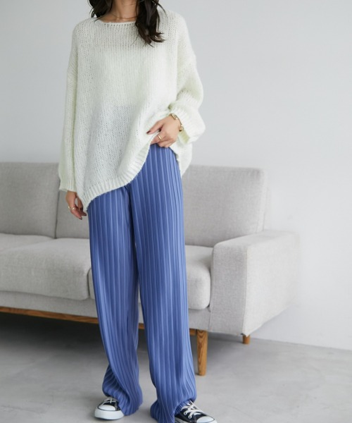 ECRIRE（エクリール）の「【セルフカット対応】プリーツカットオフパンツ（その他パンツ・レディース・ブラック/ブルー/ベージュ・M/L）」の6枚目の写真