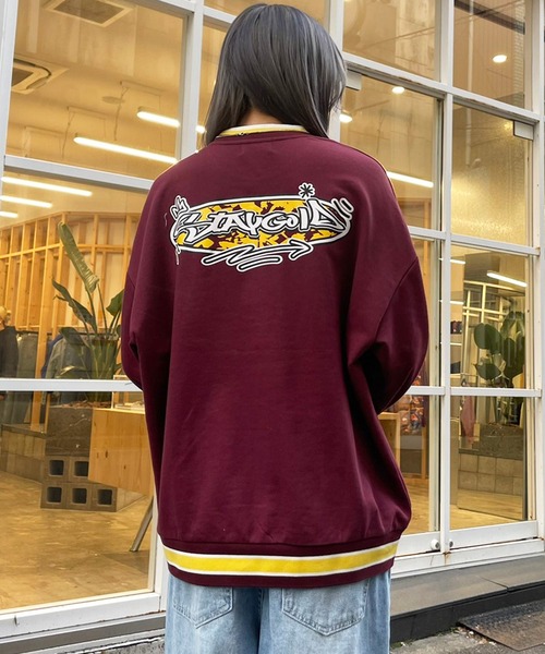 STAY GOLD(ステイゴールド)の「STAYGOLD 刺繍 ラインRIB トレーナー / オーバーサイズ ヘビーウェイト スウェット バックプリント(スウェット・メンズ・ブラウン/カーキ/ワイン/ネイビー・FREE)」の4枚目の写真