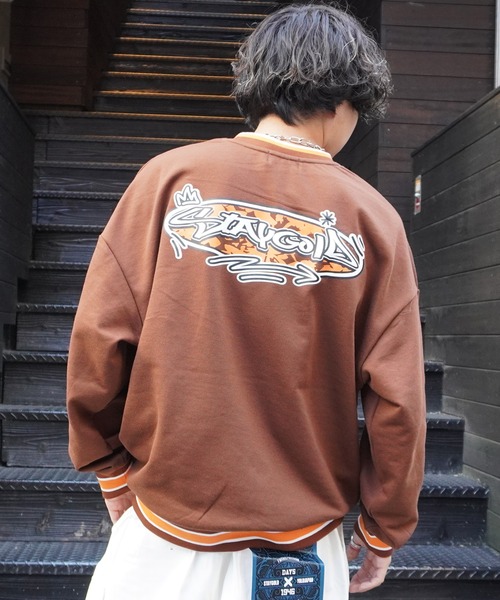STAY GOLD(ステイゴールド)の「STAYGOLD 刺繍 ラインRIB トレーナー / オーバーサイズ ヘビーウェイト スウェット バックプリント(スウェット・メンズ・ブラウン/カーキ/ワイン/ネイビー・FREE)」の5枚目の写真
