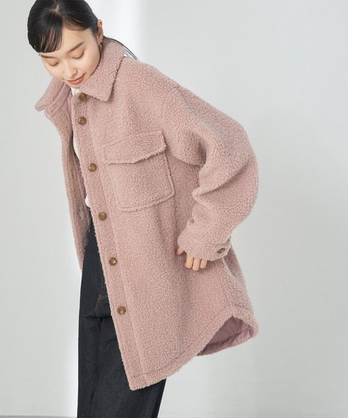 earth music&ecology（アースミュージックアンドエコロジー）の「ボアCPOジャケット（その他アウター・レディース・ピンク/モカ/ミント・FREE）」の3枚目の写真