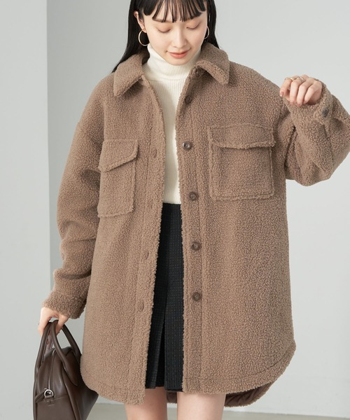 earth music&ecology（アースミュージックアンドエコロジー）の「ボアCPOジャケット（その他アウター・レディース・ピンク/モカ/ミント・FREE）」の2枚目の写真