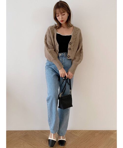 dazzlin（ダズリン）の「ケーブルラインショートカーディガン（カーディガン/ボレロ・レディース・モカ/アイボリー・FREE）」の5枚目の写真