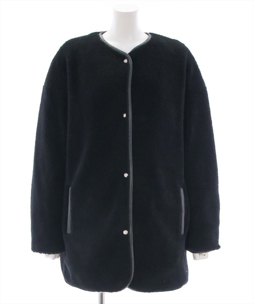 clear（クリア）の「キルトボアリバーシブルコート（ノーカラーコート・レディース・アイボリー/ブラック・F）」の2枚目の写真