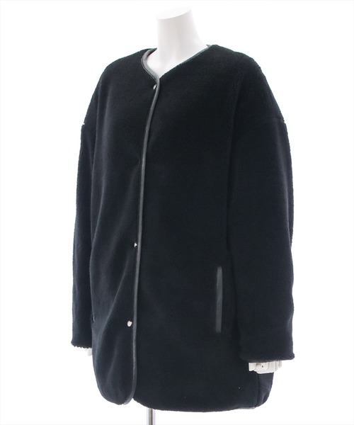 clear（クリア）の「キルトボアリバーシブルコート（ノーカラーコート・レディース・アイボリー/ブラック・F）」の9枚目の写真