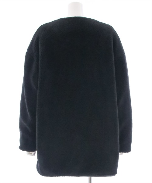 clear（クリア）の「キルトボアリバーシブルコート（ノーカラーコート・レディース・アイボリー/ブラック・F）」の7枚目の写真