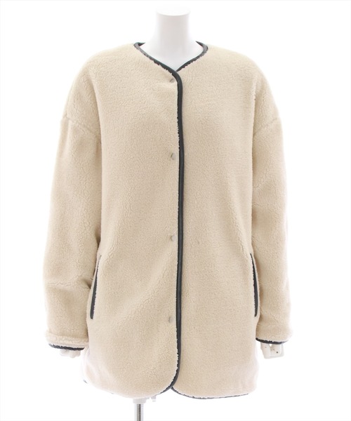 clear（クリア）の「キルトボアリバーシブルコート（ノーカラーコート・レディース・アイボリー/ブラック・F）」の10枚目の写真