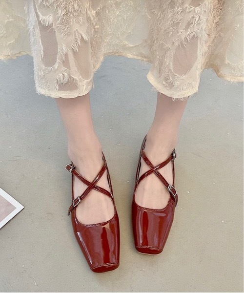 Burner(バーナー)の「【OKUOKU 0909】クロスストラップ パンプス oku-shoes-676835937972-44(バレエシューズ・メンズ・C/A/B・35/36/37/38/39)」の1枚目の写真