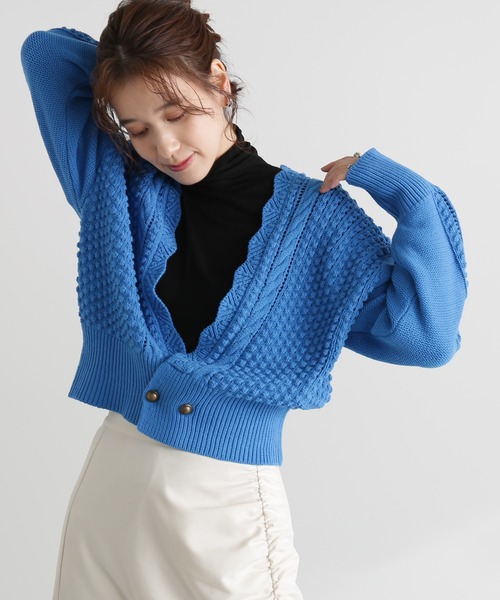 N.（N. Natural Beauty Basic）（エヌエヌナチュラルビューティーベーシック）の「◆ゴールドボタンポコポコカーディガン（カーディガン/ボレロ・レディース・クリーム/ネイビー/オレンジ/ブルー・MEDIUM）」の3枚目の写真