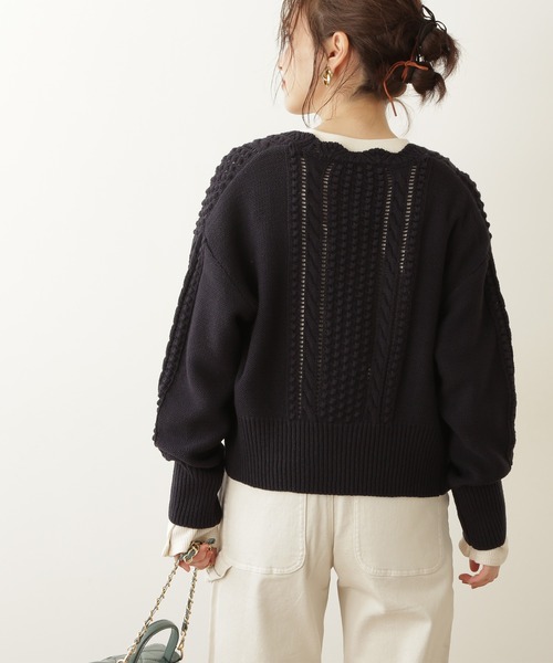 N.（N. Natural Beauty Basic）（エヌエヌナチュラルビューティーベーシック）の「◆ゴールドボタンポコポコカーディガン（カーディガン/ボレロ・レディース・クリーム/ネイビー/オレンジ/ブルー・MEDIUM）」の16枚目の写真