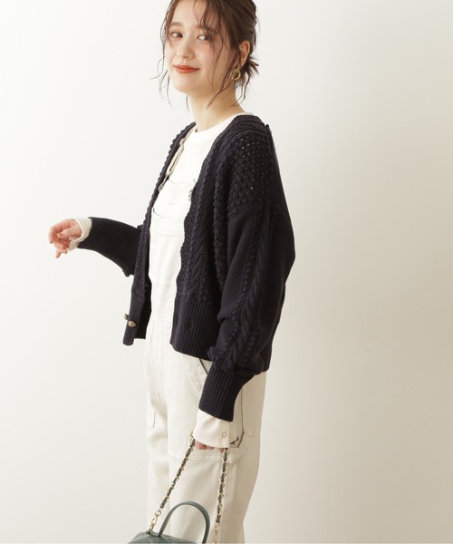 N.（N. Natural Beauty Basic）（エヌエヌナチュラルビューティーベーシック）の「◆ゴールドボタンポコポコカーディガン（カーディガン/ボレロ・レディース・クリーム/ネイビー/オレンジ/ブルー・MEDIUM）」の15枚目の写真