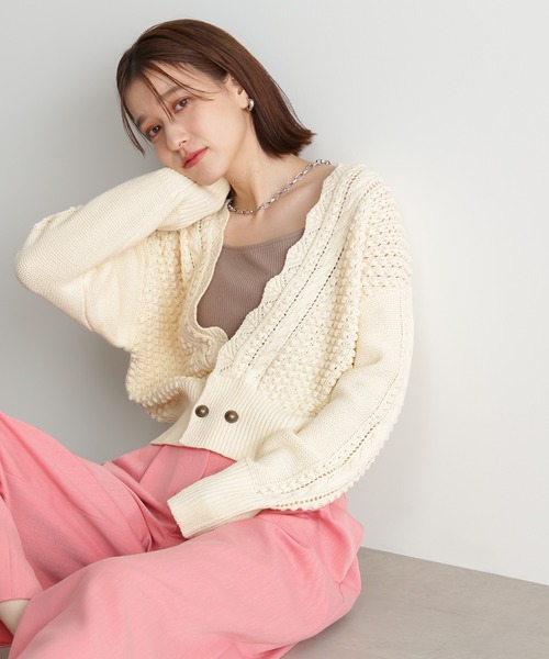 N.（N. Natural Beauty Basic）（エヌエヌナチュラルビューティーベーシック）の「◆ゴールドボタンポコポコカーディガン（カーディガン/ボレロ・レディース・クリーム/ネイビー/オレンジ/ブルー・MEDIUM）」の17枚目の写真