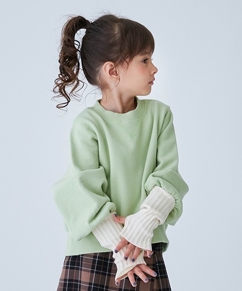 petit main（プティマイン）の「【リンク/裏微起毛】カラートレーナー（スウェット・キッズ・ライトグリーン/ライトピンク/オレンジ/キナリ・130cm/120cm/100cm/110cm/80ｃｍ/90cm）」の15枚目の写真
