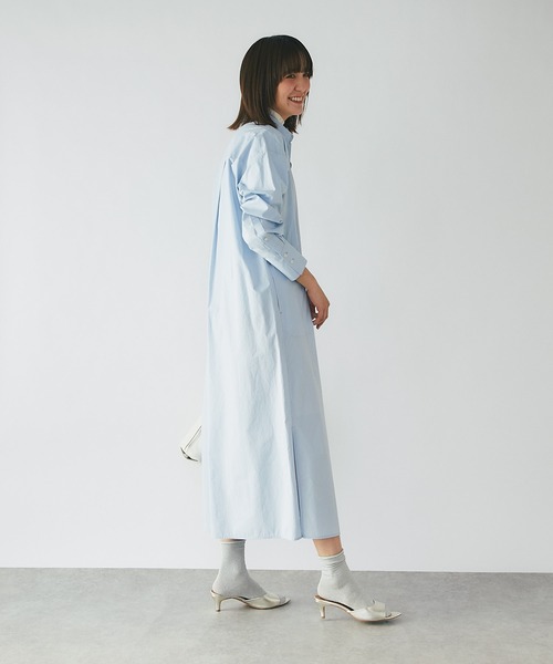 RIVE DROITE（リヴドロワ）の「タイプライターオーバーシャツワンピース（シャツワンピース・レディース・オフホワイト/サックスブルー/グリーン・FREE）」の16枚目の写真