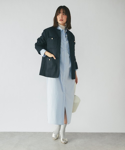 RIVE DROITE（リヴドロワ）の「タイプライターオーバーシャツワンピース（シャツワンピース・レディース・オフホワイト/サックスブルー/グリーン・FREE）」の20枚目の写真