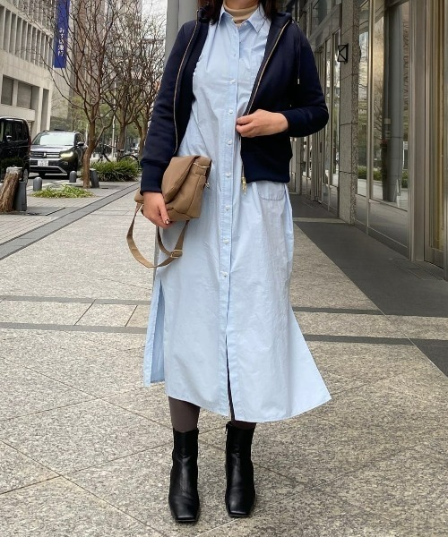 RIVE DROITE（リヴドロワ）の「タイプライターオーバーシャツワンピース（シャツワンピース・レディース・オフホワイト/サックスブルー/グリーン・FREE）」の7枚目の写真